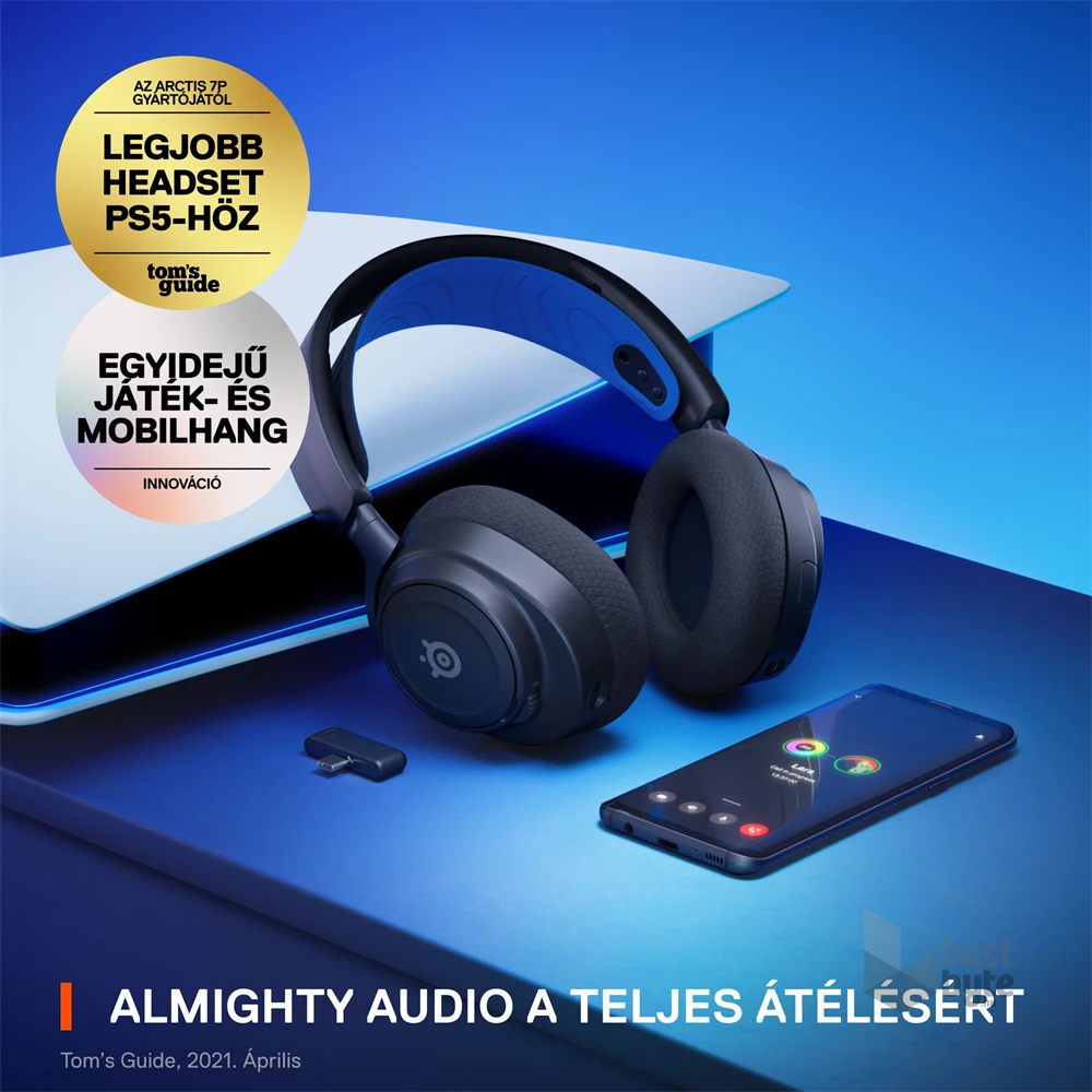 Steelseries Arctis Nova 7P vezeték nélküli kék-fekete gamer headset