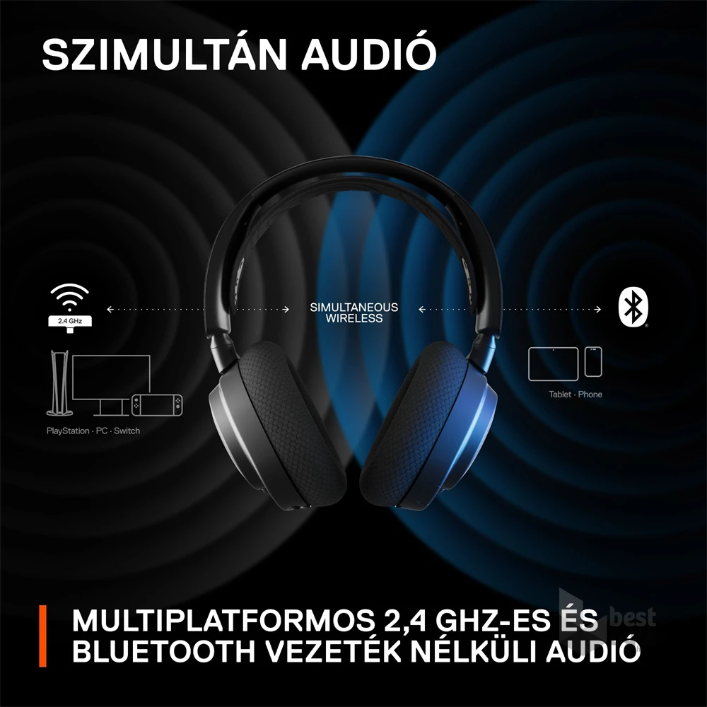 Steelseries Arctis Nova 7 vezeték nélküli fekete gamer headset