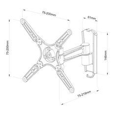 Stell SHO 1161 13"-40" VESA 200x200 kihúzható, dönthető, forgatható fali konzol