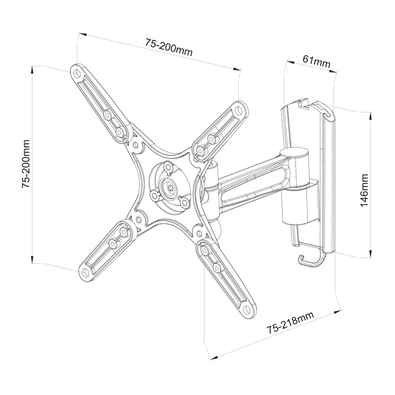 Stell SHO 1161 13"-40" VESA 200x200 kihúzható, dönthető, forgatható fali konzol