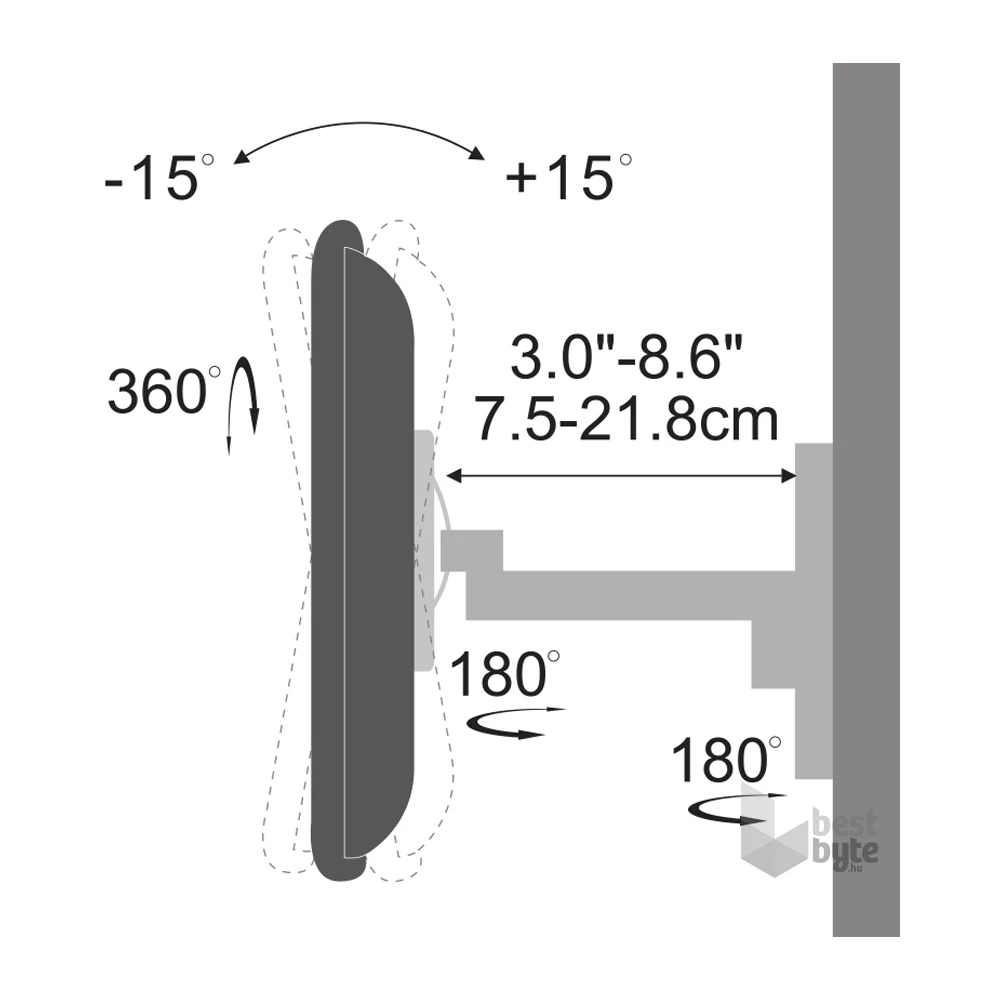 Stell SHO 1161 13"-40" VESA 200x200 kihúzható, dönthető, forgatható fali konzol