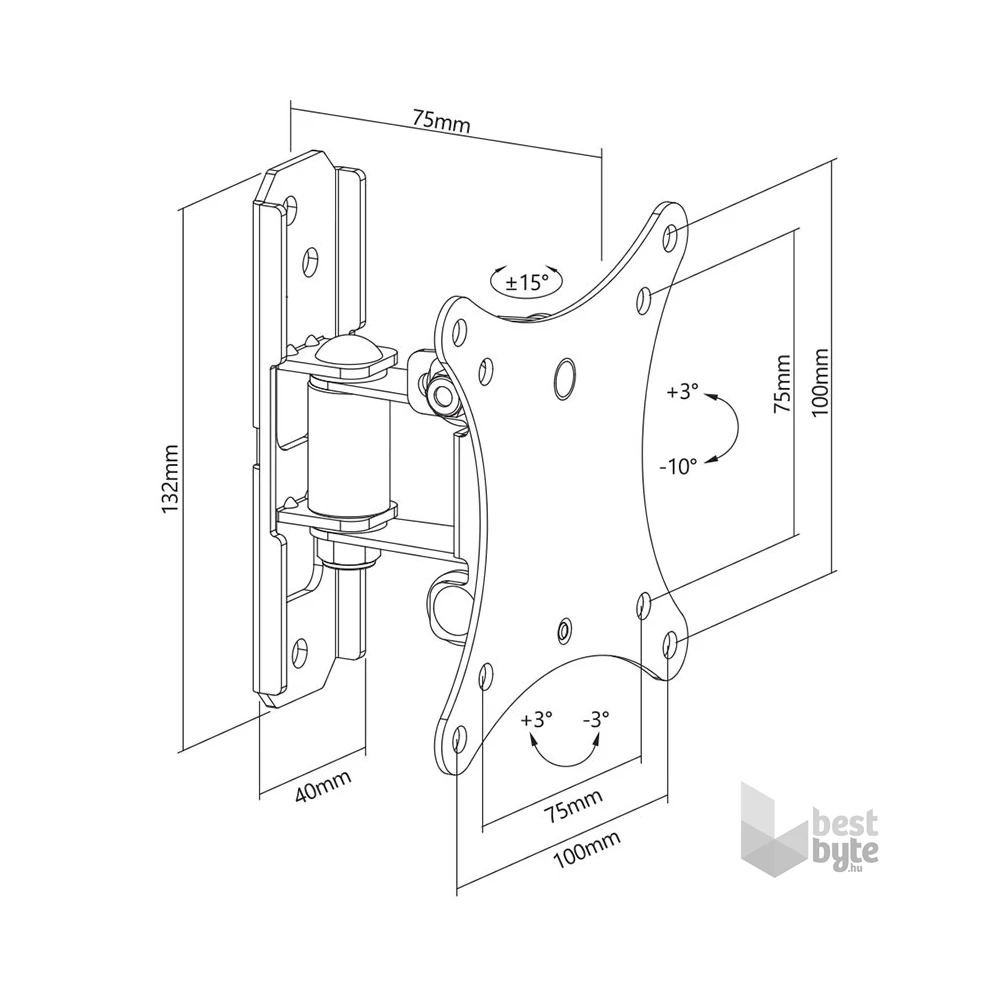 Stell SHO 4500 13"-27" VESA 100x100 dönthető fali konzol