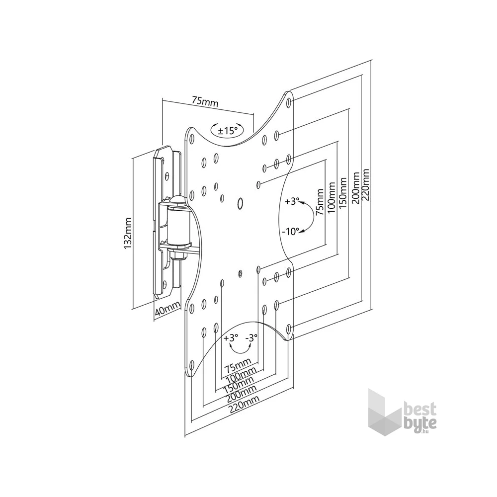 Stell SHO 4510 23"-42" VESA 200x200 dönthető fali konzol