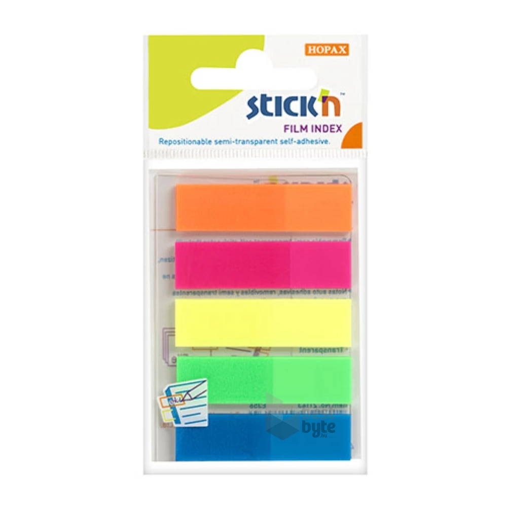 Stick`N 45x12 mm 5x25 lapos neon oldaljelölő címke