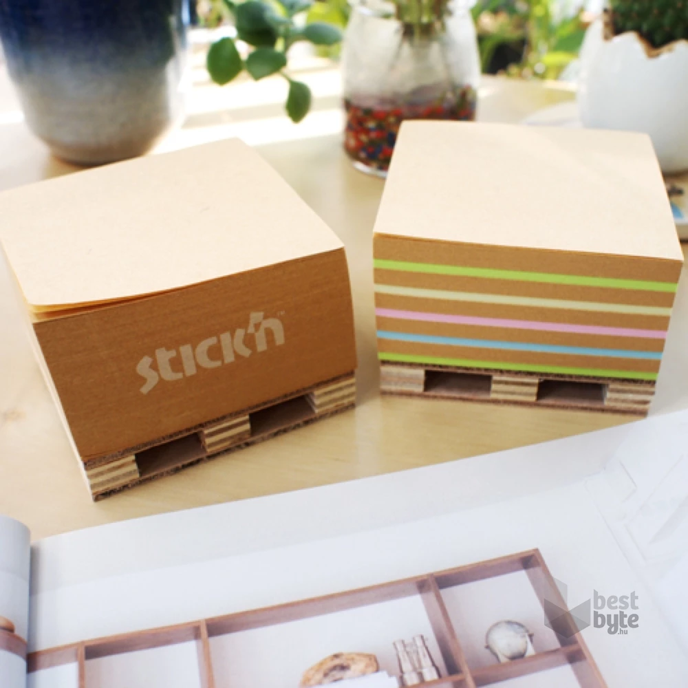Stick`N KraftCube 76x76 mm 400 lap barna öntapadó natúr újrahasznosított jegyzettömb