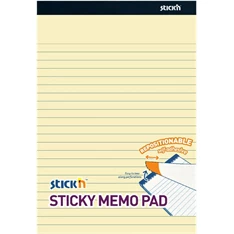 Stick`N 254x178 mm 50 lap/tömb vonalazott pasztell sárga öntapadó jegyzetfüzet