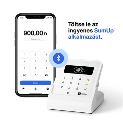SumUp Air szett, kártyaolvasó és töltődokkoló egyben