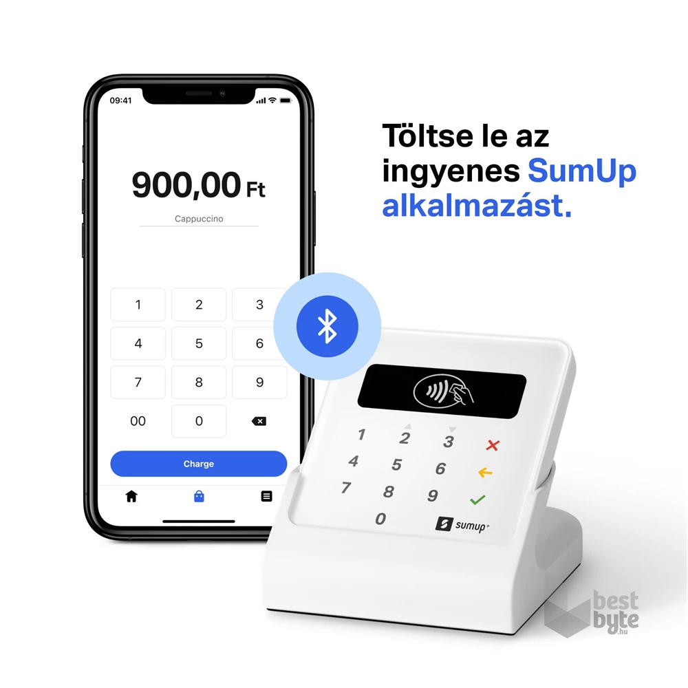 SumUp Air szett, kártyaolvasó és töltődokkoló egyben