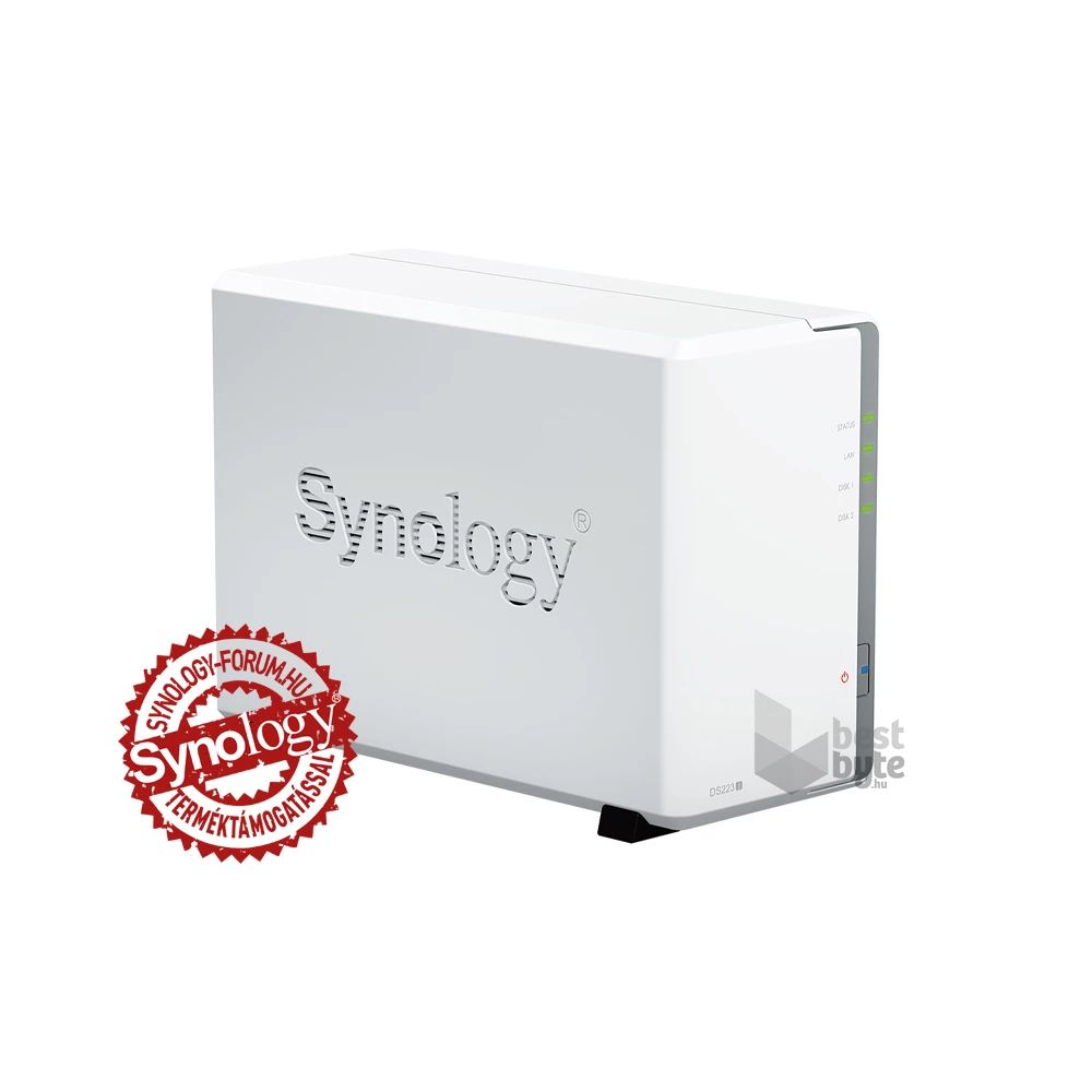 Synology DiskStation DS223j 2-lemezes 4×1,7 GHz CPU 1GB RAM NAS + regisztrációs kártya