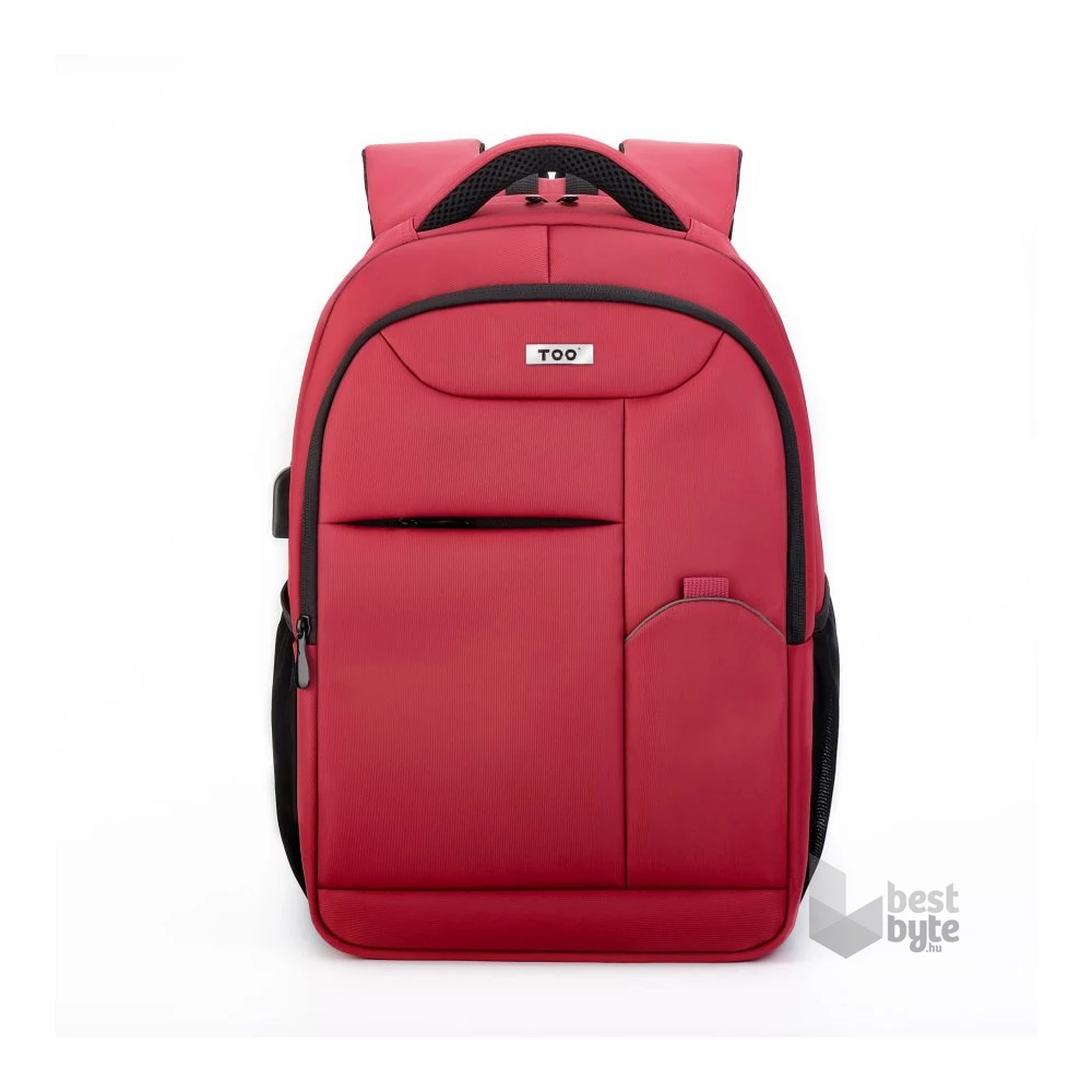 TOO 15,6" lopásbiztos/USB portos piros hátizsák