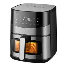 TOO AF-600-S-1500 W ezüst 6,5 L forrólevegős sütő (air fryer/airfryer) digitális vezérléssel, betekintő ablakkal TOO AF-600-S-1500 W ezüst 6,5 L forrólevegős sütő (air fryer/airfryer) digitális vezérléssel, betekintő ablakkal