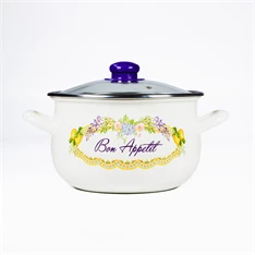 TOO BELLY BON APPETIT 4,8 literes, 22cm átmérő, 14cm magasságú lábas (fazék) üveg fedővel