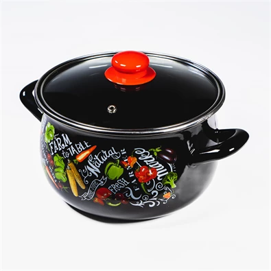 TOO BELLY FARM BLACK 3,8 literes, 20cm átmérő, 13cm magasságú lábas (fazék) üveg fedővel