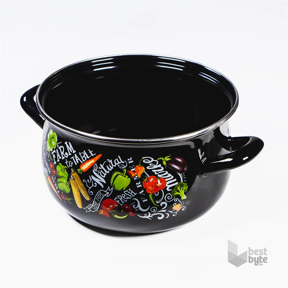 TOO BELLY FARM BLACK 3,8 literes, 20cm átmérő, 13cm magasságú lábas (fazék) üveg fedővel