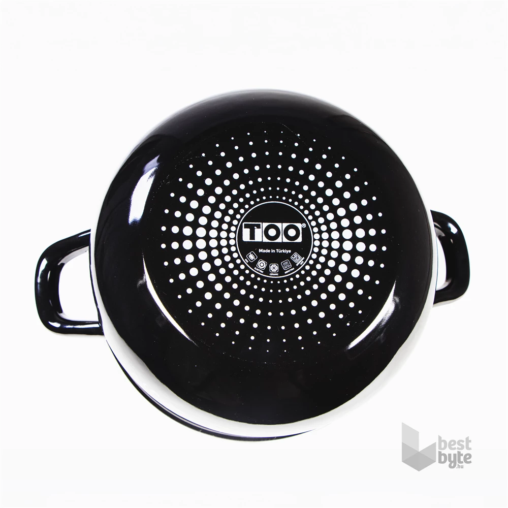 TOO BELLY FARM BLACK 3,8 literes, 20cm átmérő, 13cm magasságú lábas (fazék) üveg fedővel