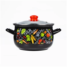 TOO BELLY FARM BLACK 6,2 literes, 24cm átmérő, 15cm magasságú lábas (fazék) üveg fedővel