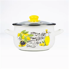 TOO BELLY OLIVE 4,8 literes, 22cm átmérő, 14cm magasságú lábas (fazék) üveg fedővel