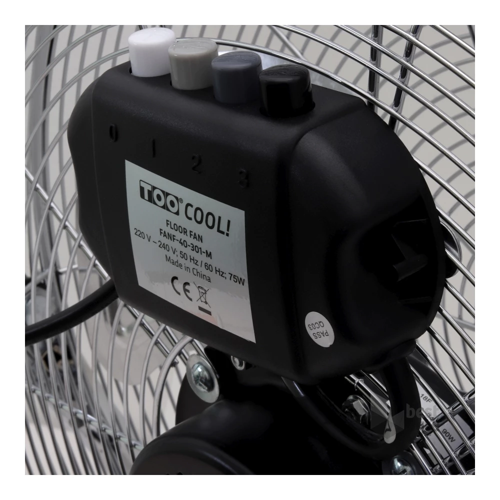 TOO FANF-40-301-M ezüst, 40 cm, sebességfokozat száma:3, 75 W, padló ventilátor