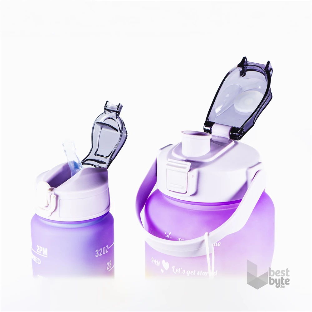 TOO KT-399 3in1 kulacs, 2.000ml+900ml+280ml-es színátmenetes motivációs kulacs idézetekkel és időskálával