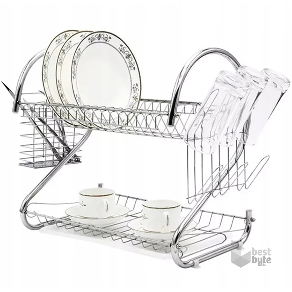 TOO KT-581 Kétszintes MINI fém konyhai edényszárító 25x36x36cm