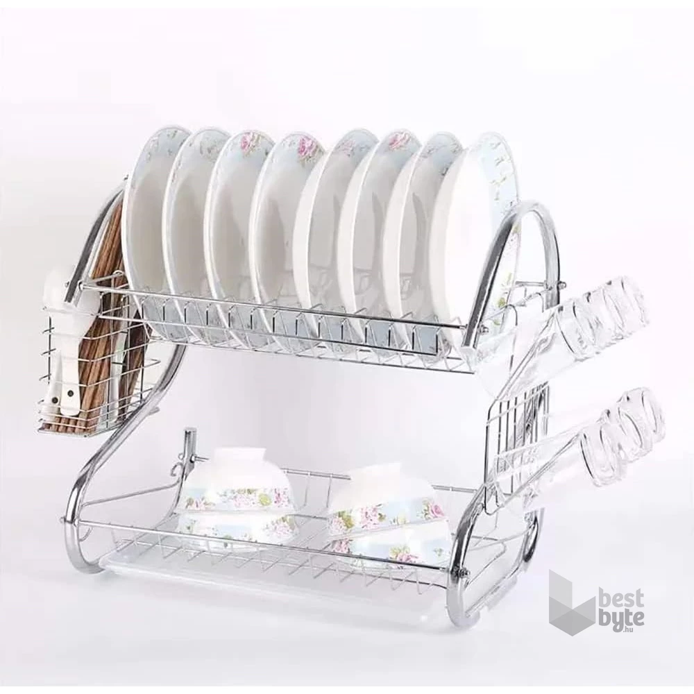 TOO KT-581 Kétszintes MINI fém konyhai edényszárító 25x36x36cm