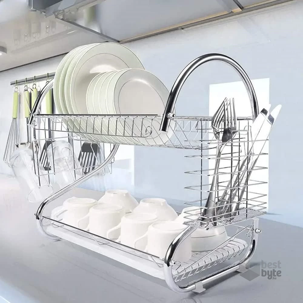 TOO KT-581 Kétszintes MINI fém konyhai edényszárító 25x36x36cm
