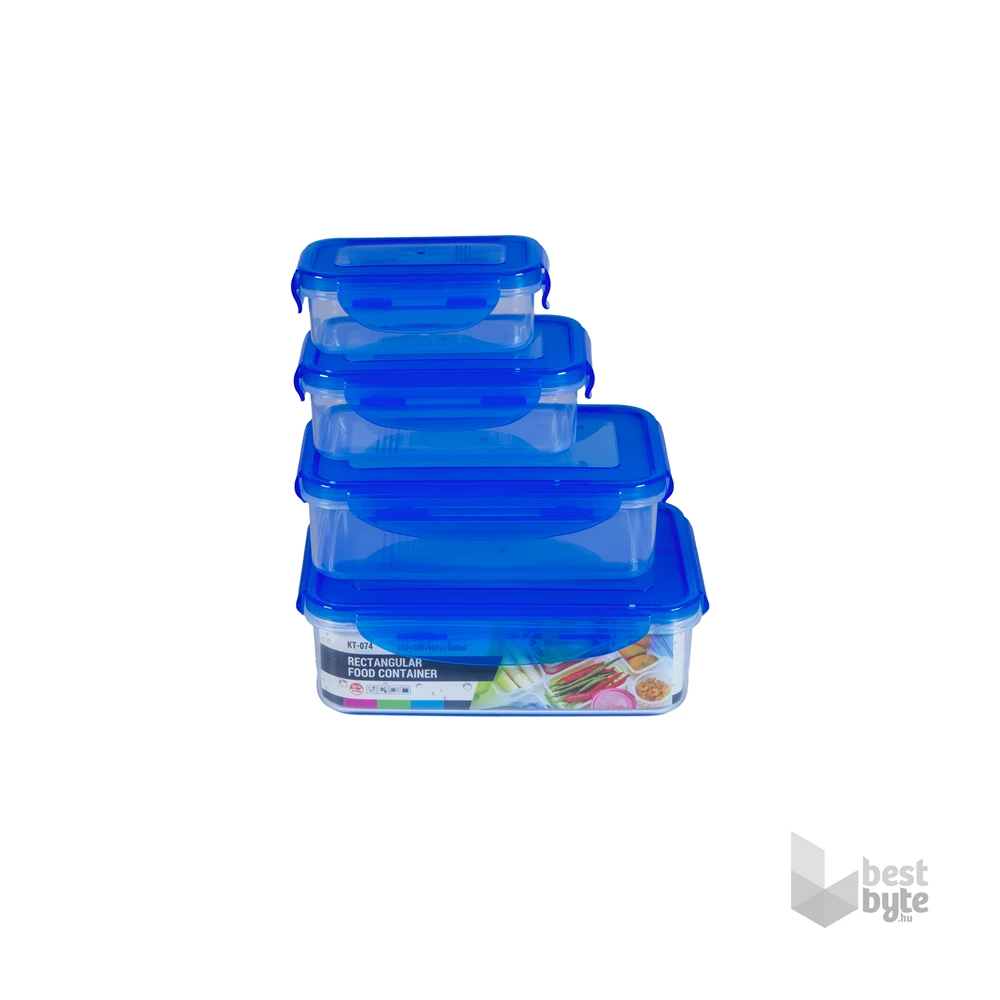 TOO KT-074 4db-os szett 250+500+900+1500ml-es téglalap alakú ételtároló doboz szett
