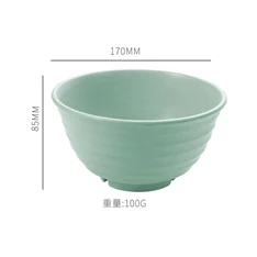 TOO KT-106 5db-os vegyes színekben búzaszalma műanyag tál szett, 17×9 cm
