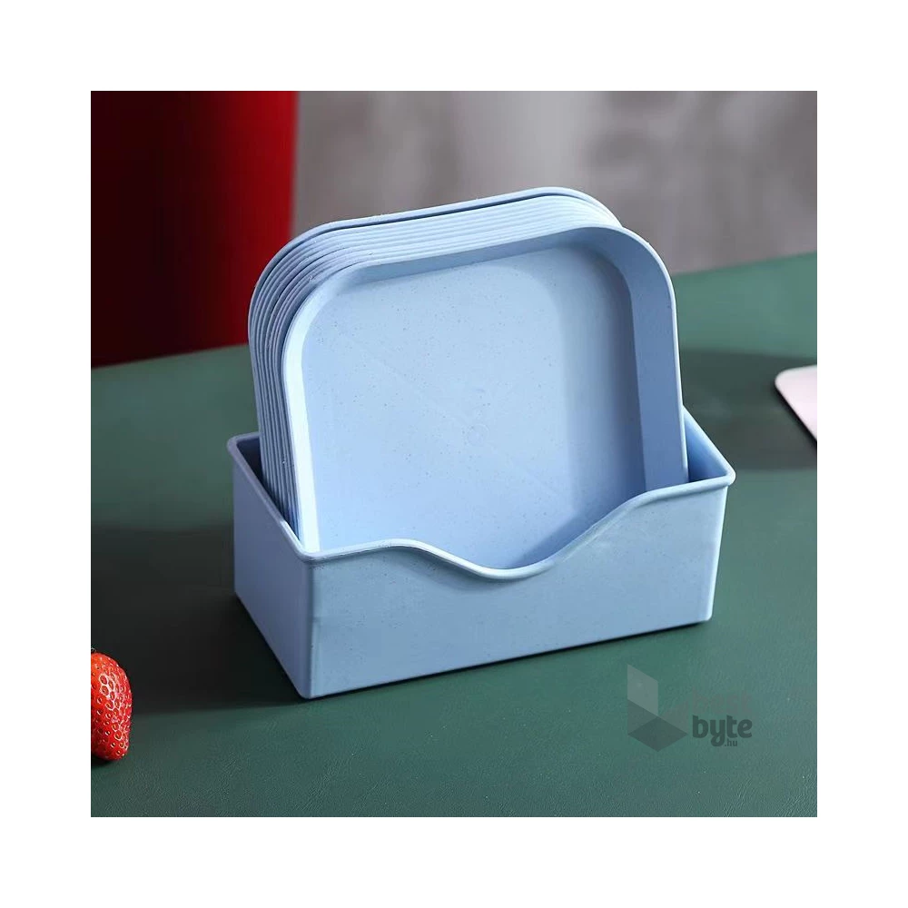TOO KT-115 10db-os vegyes színekben búzaszalma műanyag tányér szett, 15×15×1.5cm