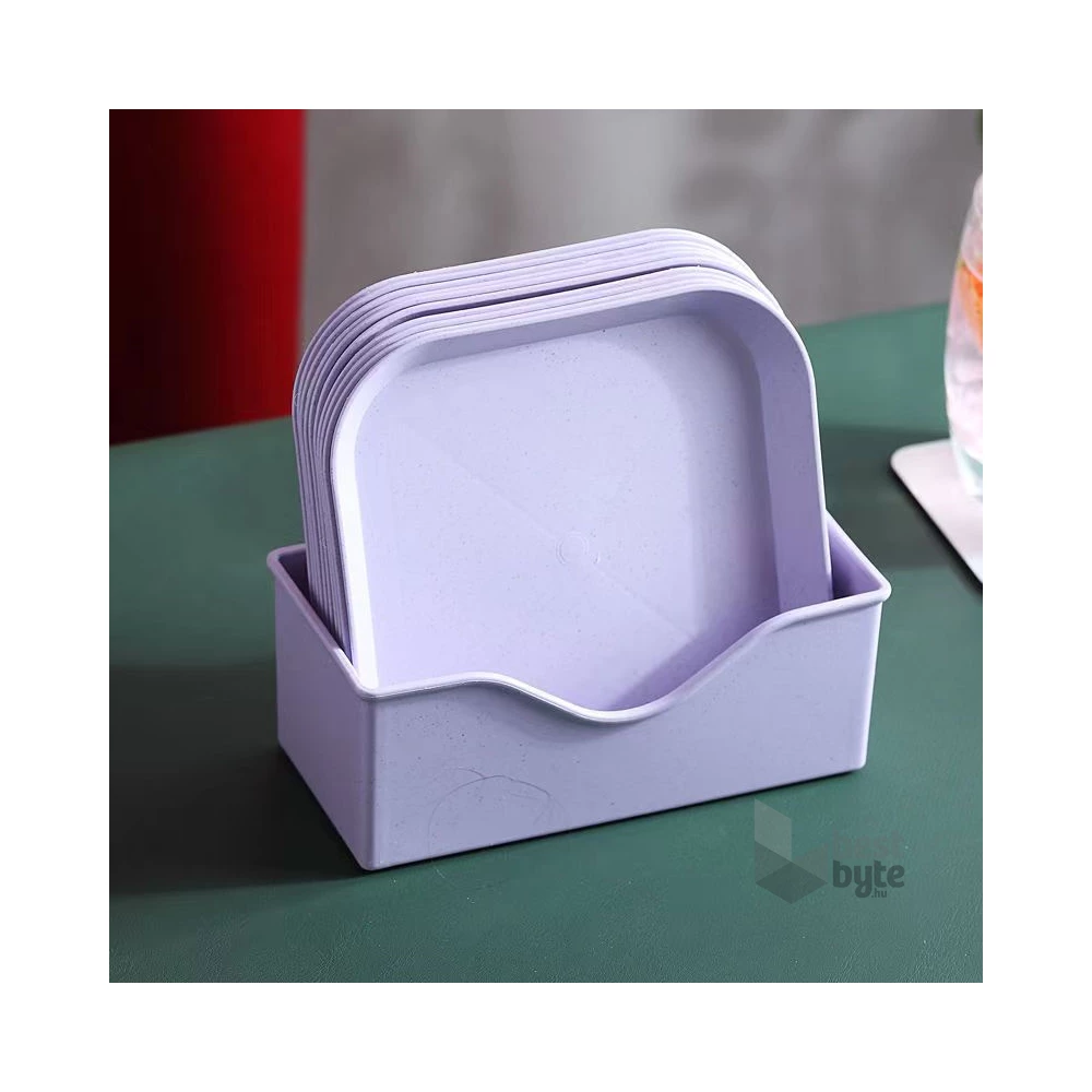 TOO KT-115 10db-os vegyes színekben búzaszalma műanyag tányér szett, 15×15×1.5cm
