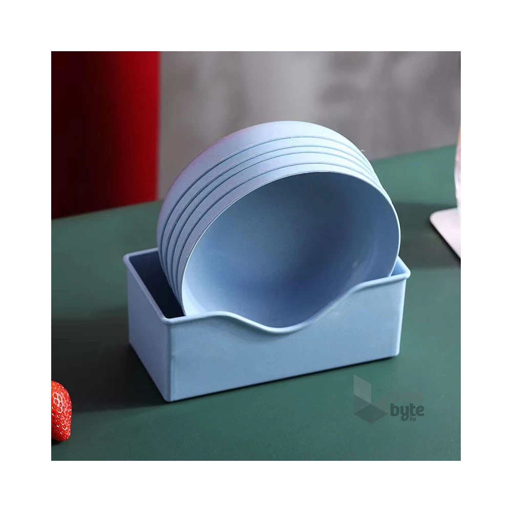 TOO KT-118 10db-os vegyes színekben búzaszalma műanyag kerek tányér szett, 15×15×3cm