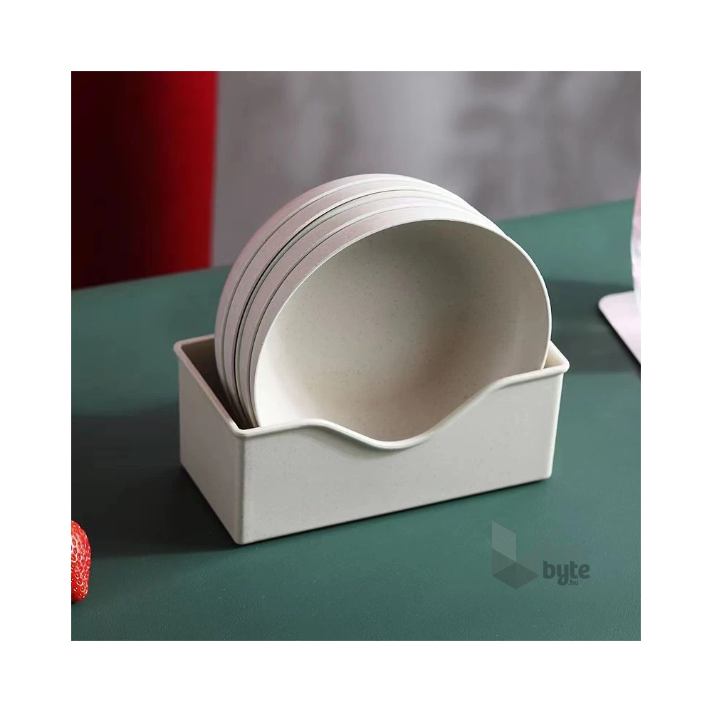 TOO KT-118 10db-os vegyes színekben búzaszalma műanyag kerek tányér szett, 15×15×3cm