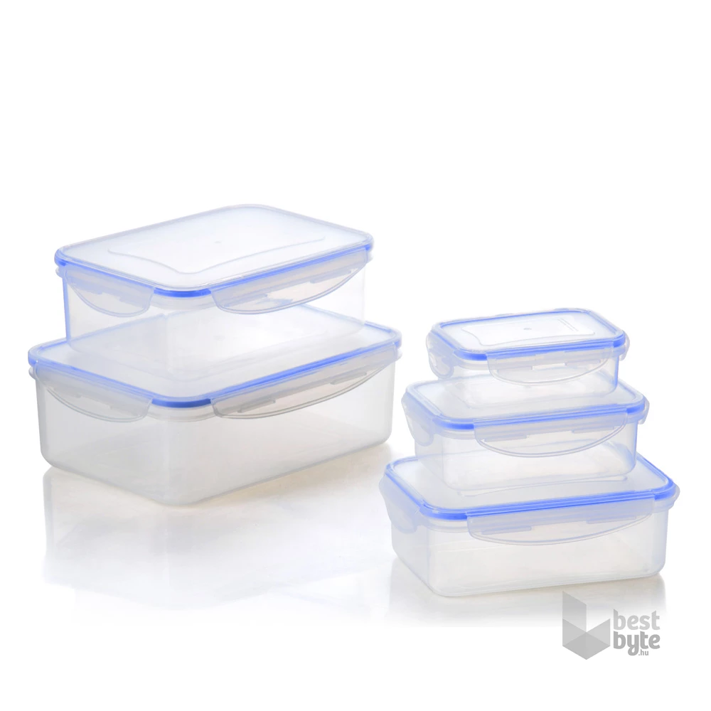 TOO KT-140 5 db-os téglalap ételtároló doboz szett 240ml+500ml+1.000ml+1.500ml+2.500ml