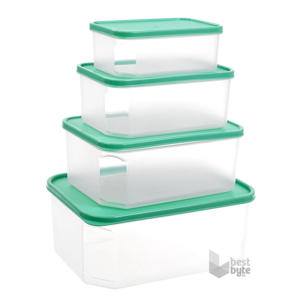 TOO KT-144 4 db-os téglalap ételtároló doboz szett 800ml+1.800ml+2.800ml+4.800ml