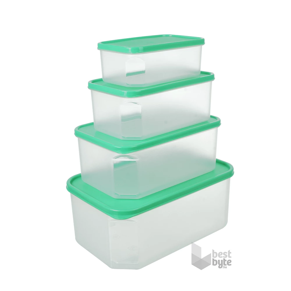 TOO KT-144 4 db-os téglalap ételtároló doboz szett 800ml+1.800ml+2.800ml+4.800ml