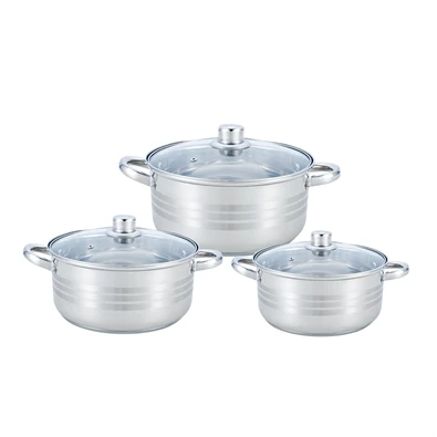TOO KT-223 2L, 2.5L és 3L-es fazék/lábas szett fedővel, konyhai rozsdamentes edénykészlet