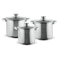TOO LP-7171 prémium rozsdamentes 6 darabos edénykészlet, 4,3 liter+5,6 liter+7,2 liter fazék/lábas+fedők