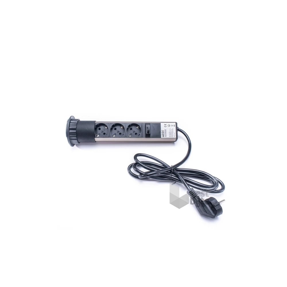 TOO PPS-301-3C IP20, 3x 2P+F, króm asztalba süllyeszthető elosztó