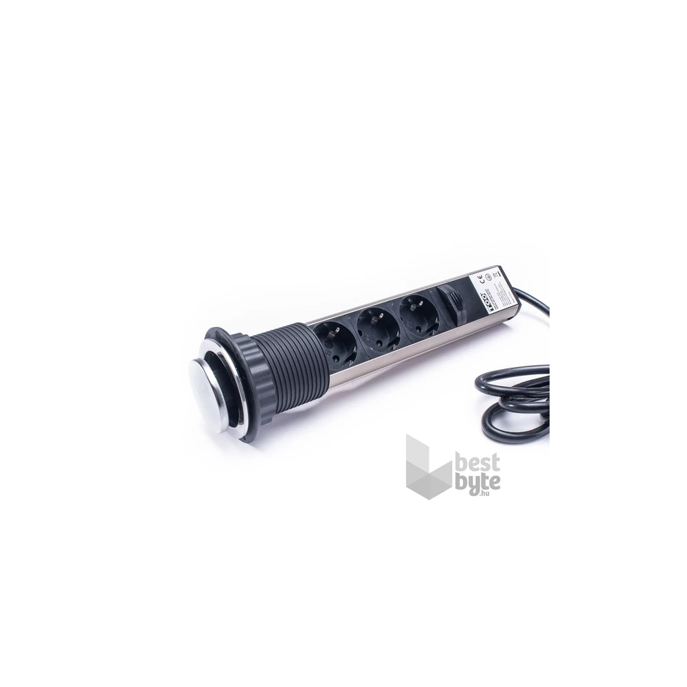 TOO PPS-301-3C IP20, 3x 2P+F, króm asztalba süllyeszthető elosztó