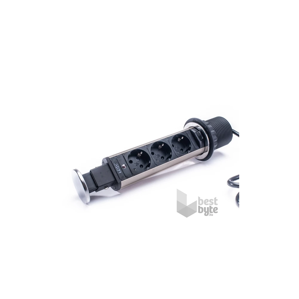 TOO PPS-301-3C IP20, 3x 2P+F, króm asztalba süllyeszthető elosztó
