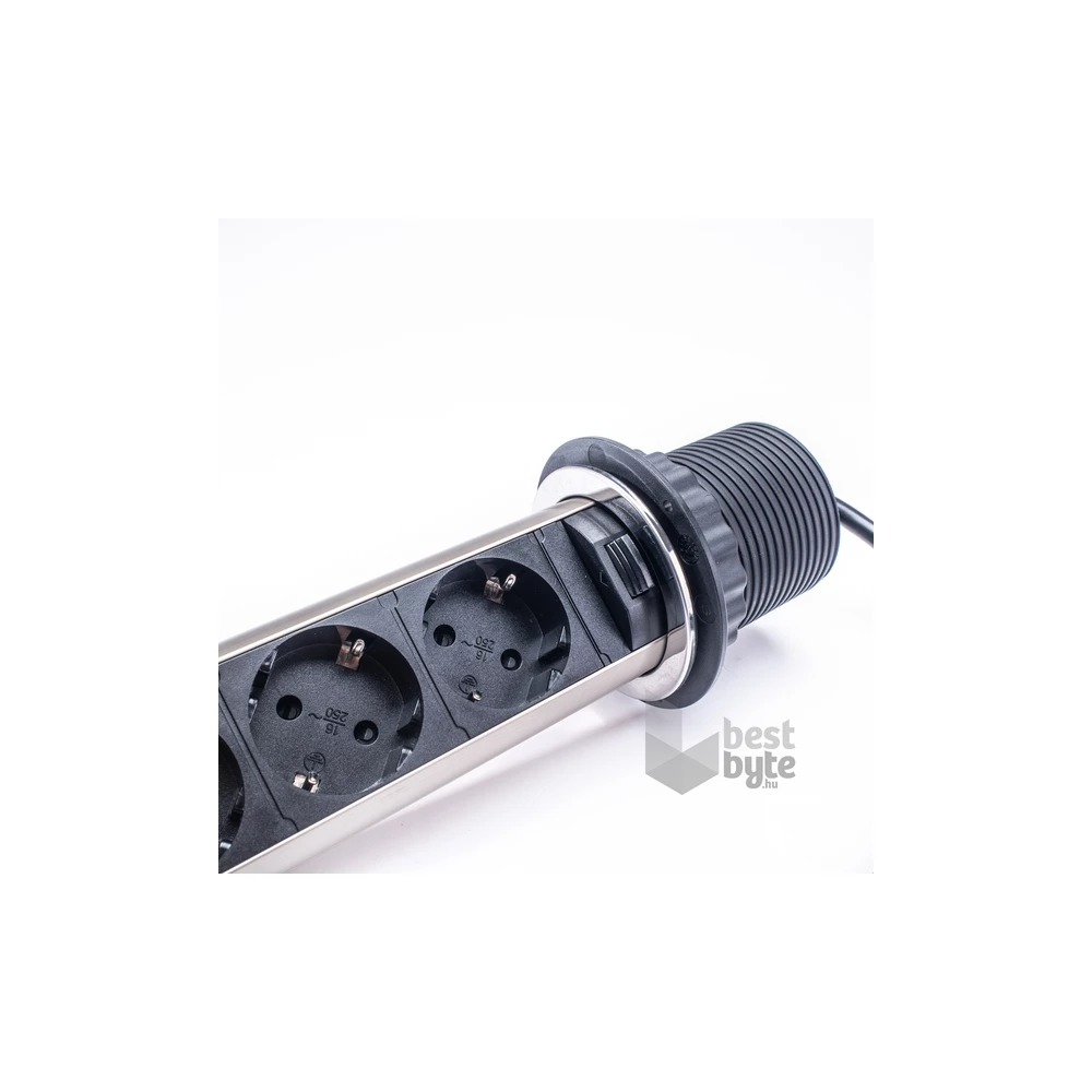 TOO PPS-301-3C IP20, 3x 2P+F, króm asztalba süllyeszthető elosztó