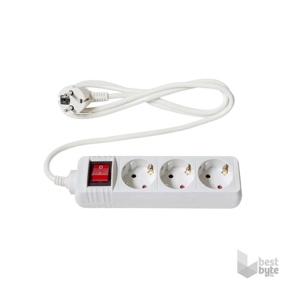 TOO PSW-315S 3 aljzat 1.5 méter 3x1.0mm2 fehér kapcsolós elosztó