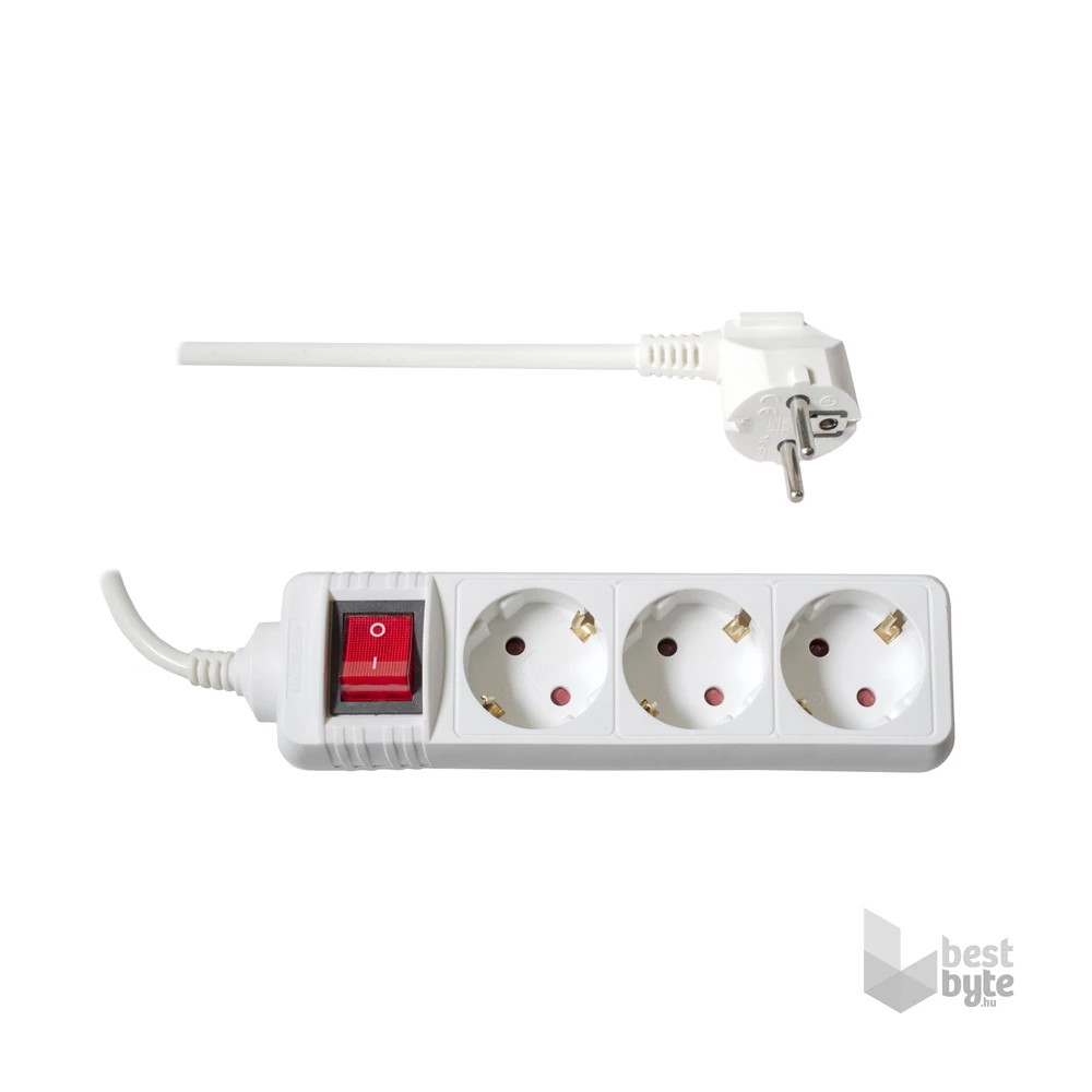 TOO PSW-315S 3 aljzat 1.5 méter 3x1.0mm2 fehér kapcsolós elosztó