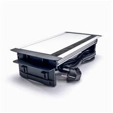 TOO RPS-111-3BR IP20,3x 2P+F,HDMI,RJ45,2x USB-A, szálcsiszolt asztalba süllyeszthető elosztó