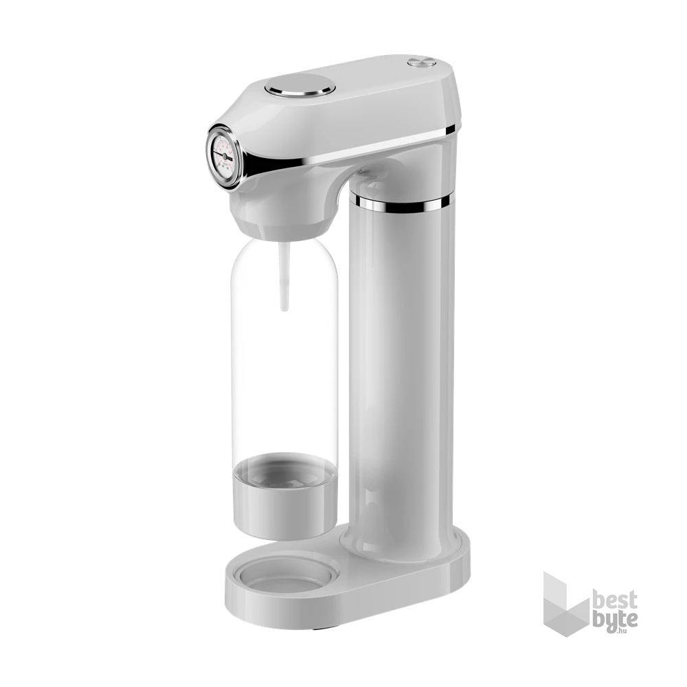 TOO SODA-M-100-W fehér szódagép nyomásmérővel, 1 literes palackkal, patron nélkül