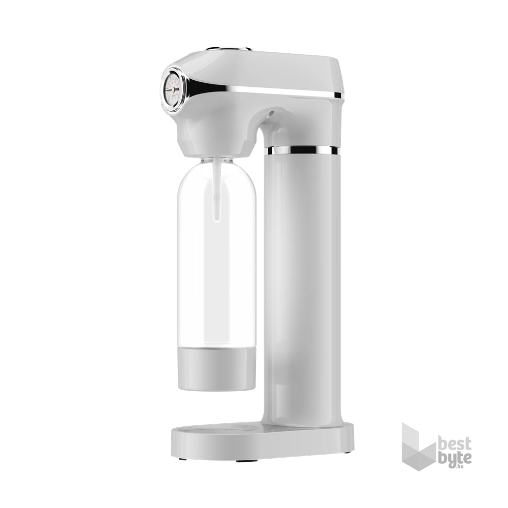 TOO SODA-M-100-W fehér szódagép nyomásmérővel, 1 literes palackkal, patron nélkül