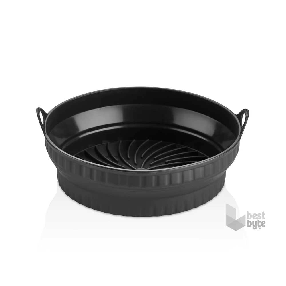 TOO összecsukható kerek szilikon forma forrólevegős sütőhöz (air fryer) 21cm átmérő, szürke, fekete vagy piros SL-3252