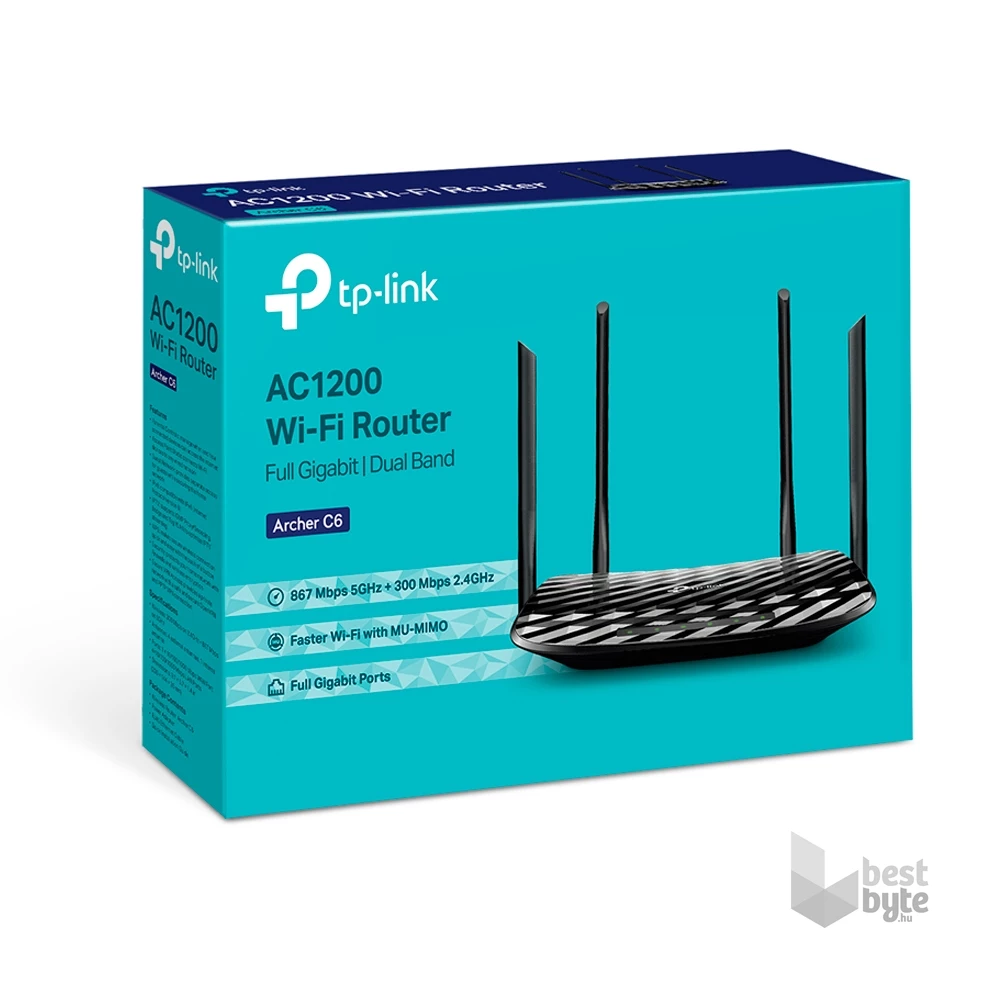 TP-Link Archer C6 C1200 MU-MIMO Vezeték nélküli Gigabit router