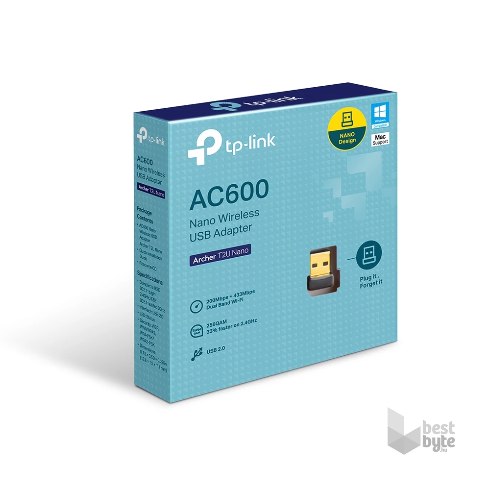 TP-Link Archer T2U Nano AC600 Dual-Band Vezeték nélküli USB adapter