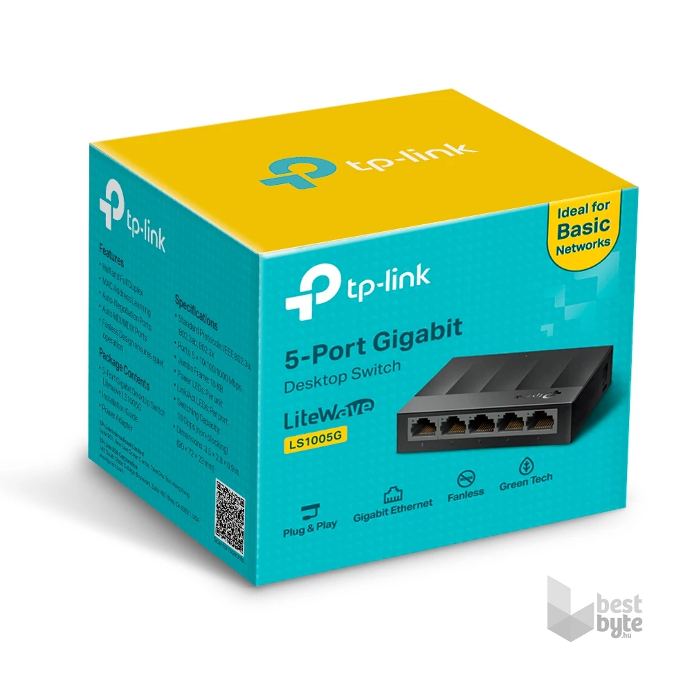 TP-Link LS1005G 5port 10/100/1000Mbps LAN nem menedzselhető asztali Switch